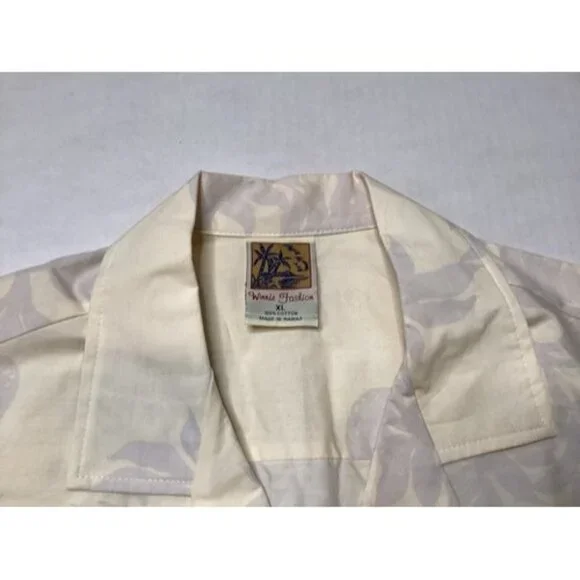 Hawaiian Shirt by Winnie Fashion Volcano Tan Volcano Boats Men’s XL Button Down - Picture 2 of 4